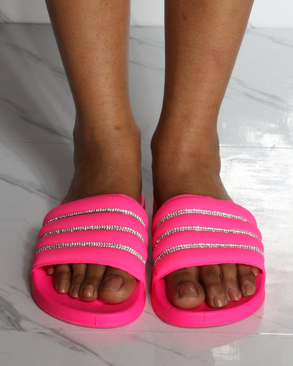 pink slides with rhinestones