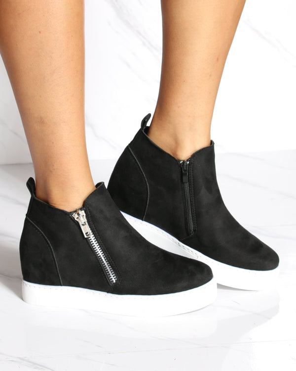 wedge sneakers with zipper