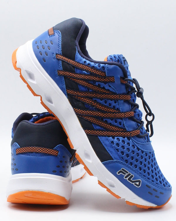 blue and orange fila shoes