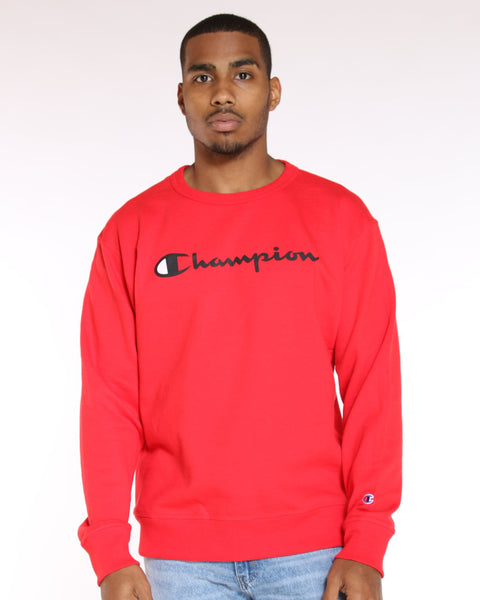 Champion Script Logo Crew Sweater - Red 