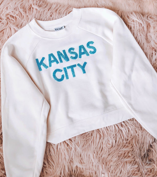 Beaded Kansas City Cropped Sweatshirt