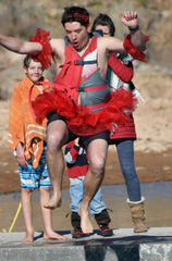 Paddler (usually) Chris Hall demonstrates proper form while executing a dock launch arial arabesque with changement des pieds. Nicely done, Monsieur!