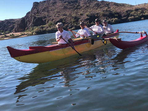 One of many outrigger canoes at Another Dam Race 2021.