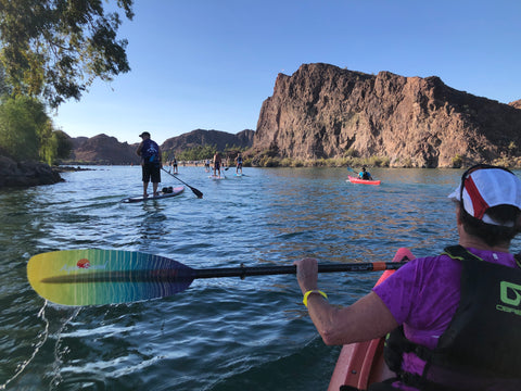 View from rear seat, Necky 2-man kayak. Linda Schmal, Realtor, riding shotgun!