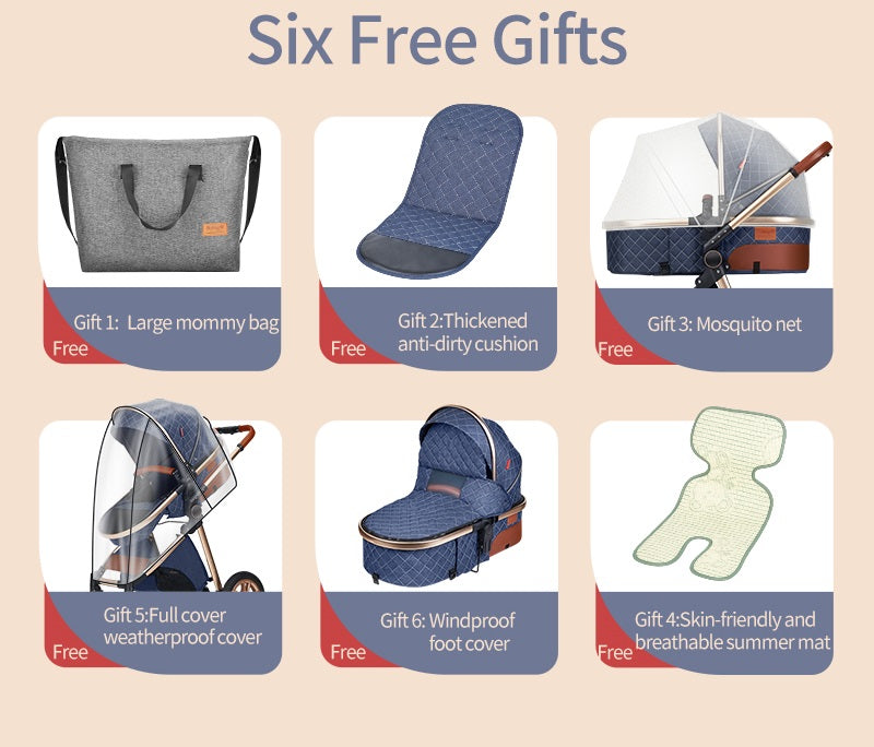 Leather Grid Hot Mom Stroller High Landscape Folding Chair Luxury Pram –  TAY Online Store