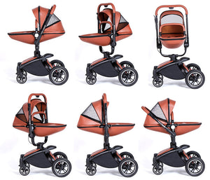aulon baby stroller 3 in 1 with car seat high view pram for newborns folding 360 degree rotation