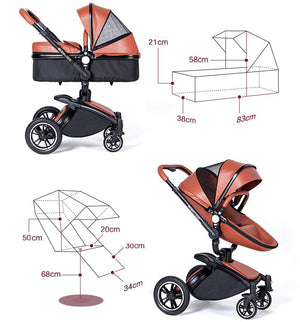 aulon baby stroller 3 in 1 with car seat high view pram for newborns folding 360 degree rotation