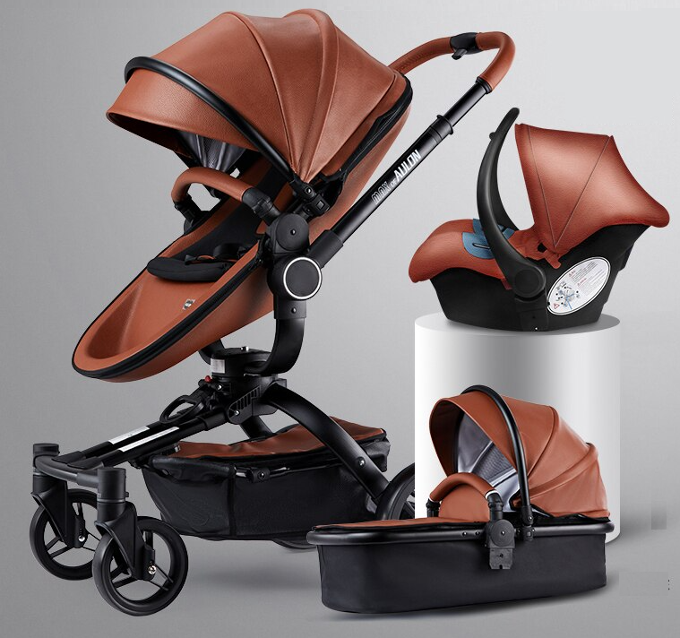 aulon baby stroller 3 in 1 with car seat high view pram for newborns folding 360 degree rotation
