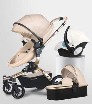 aulon baby stroller 3 in 1 with car seat high view pram for newborns folding 360 degree rotation