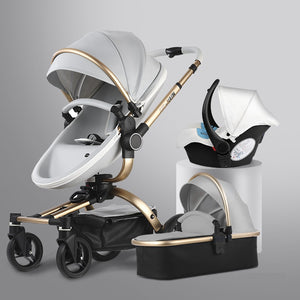 aulon baby stroller 3 in 1 with car seat high view pram for newborns folding 360 degree rotation