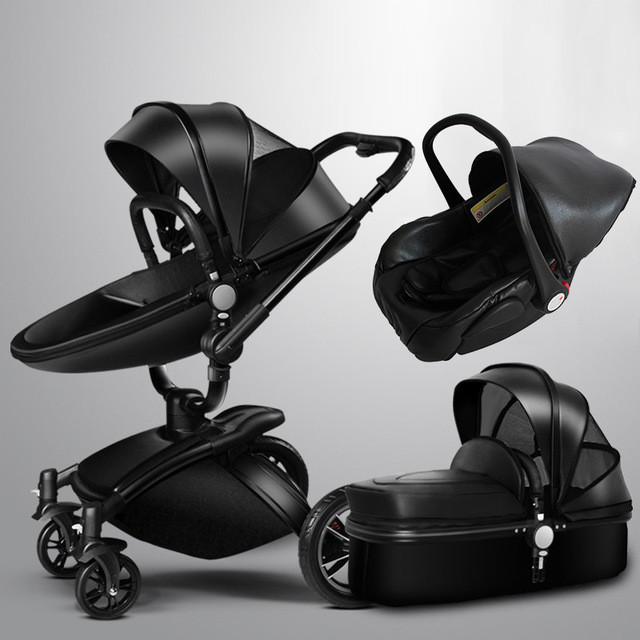 black pram stroller