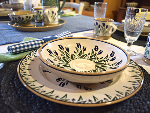 Nicholas Mosse pottery blue bloom table setting