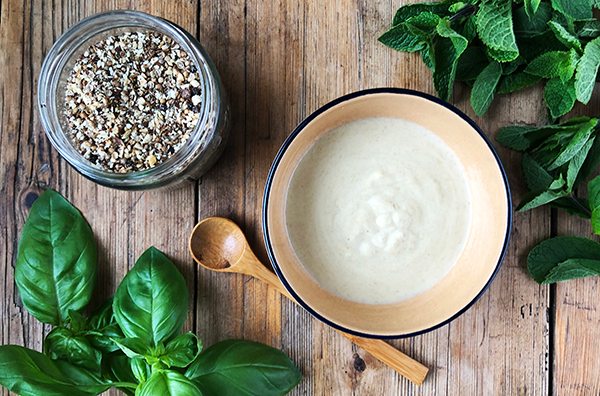 Nicholas Mosse pottery tiny bowl with tahini dressing