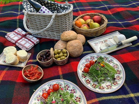 Picnics with Nicholas Mosse Pottery handcrafted spongeware Ireland