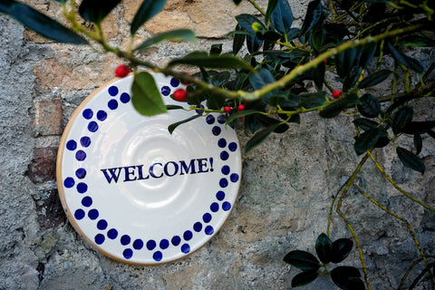 Nicholas Mosse Pottery Welcome sign