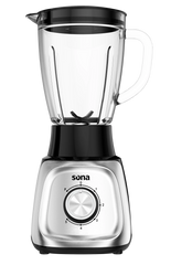 Sona Blender 600 Watts, 1.5 Liter Capacity, 2 Speeds, Silver Color, Glass Jar