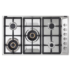 Elba 90cm built-in gas cooker with stainless steel, thick pouring racks and copper burners