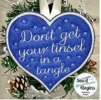 Cute Christmas Sayings on Heart Hanging Decorations 4x4 (set of 2)