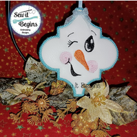 Arabesque Snowman 5 Hanging Christmas Decoration 4x4