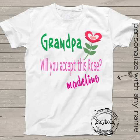 Download Valentines Day Shirt Grandpa Will You Accept This Rose Personalized Stoykots
