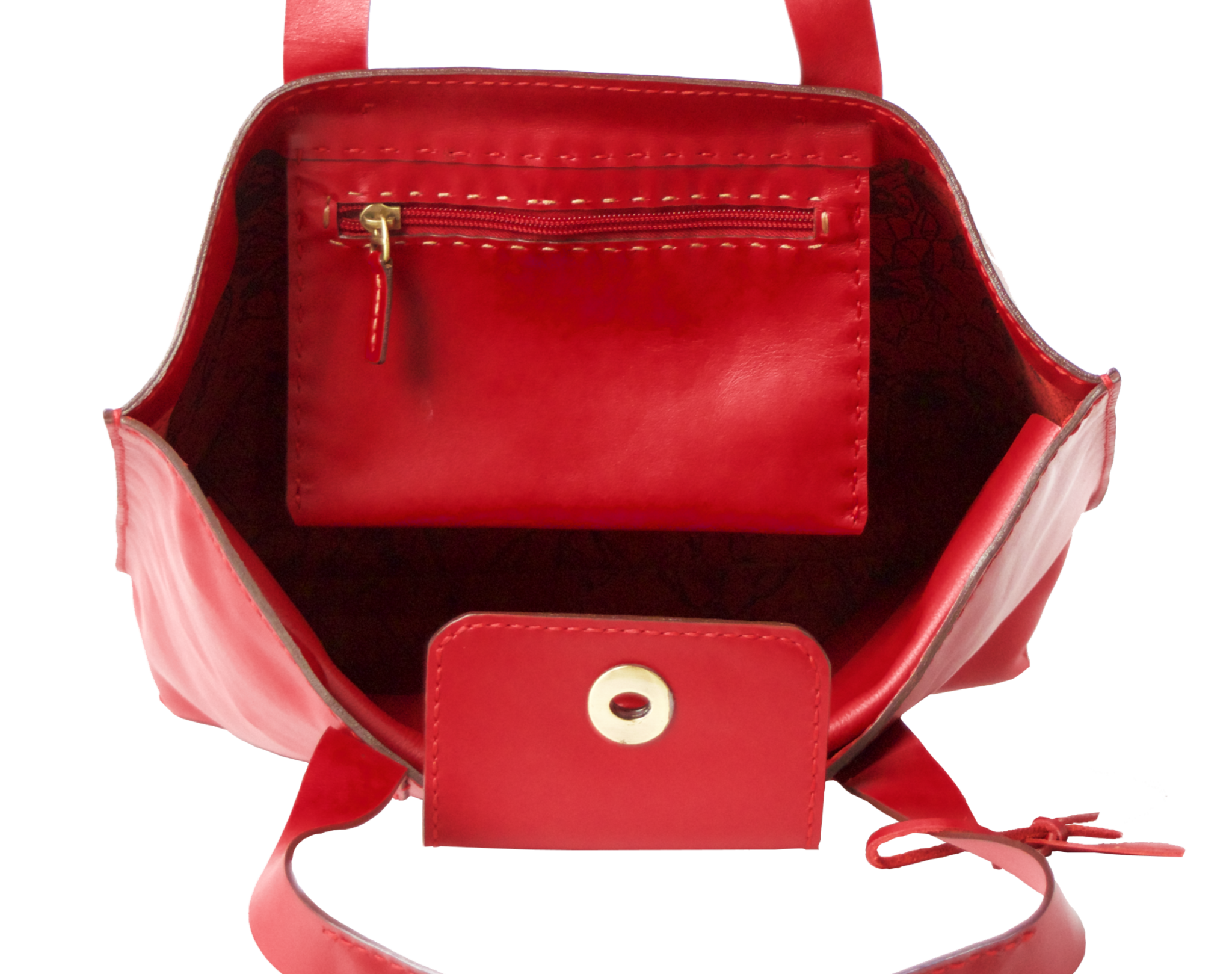 tote bag red inside