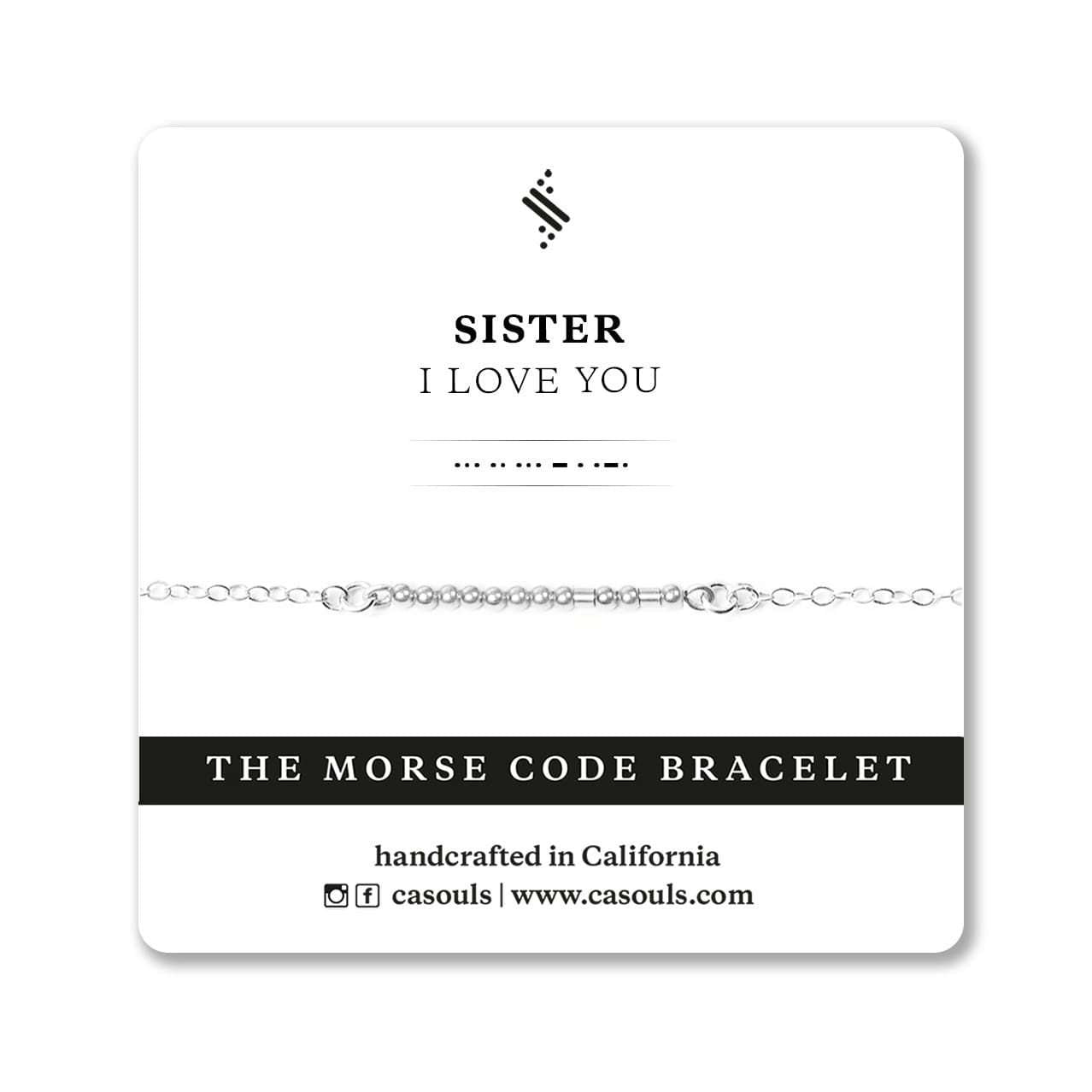 SISTER I LOVE YOU - MORSE CODE BRACELET - Sterling Silver / Flat Cable / Small