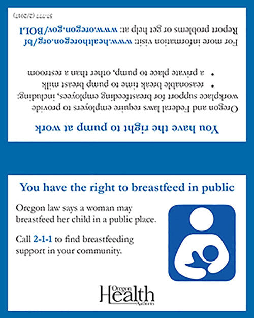Breastfeeding Rights Wallet Card Oregon Wic 