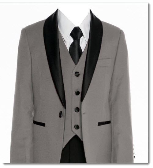 gray suit black trim