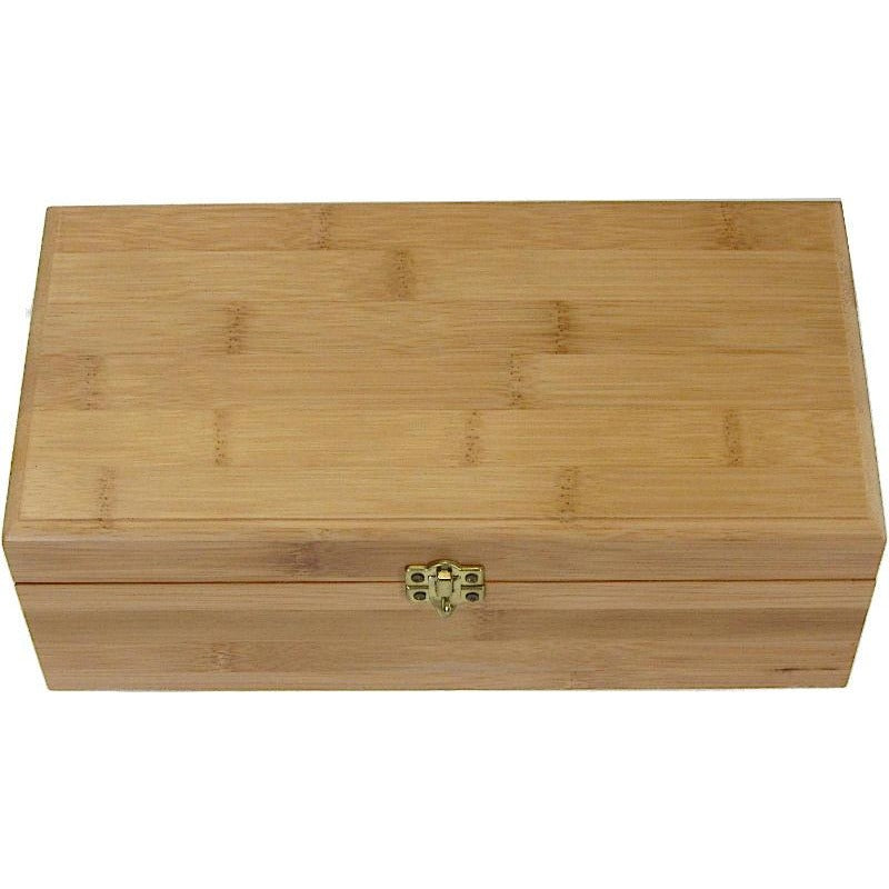 large wooden box with hinged lid