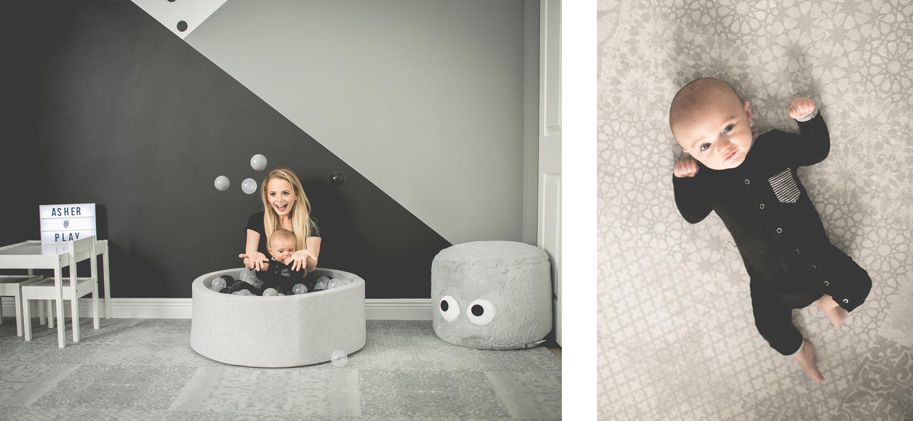 chic nursery with ball pit