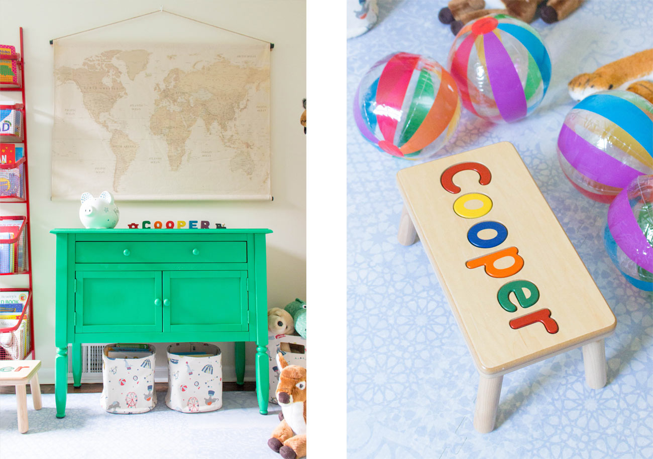 Little Nomad Cooper's Nursery Reveal Stool Green chest