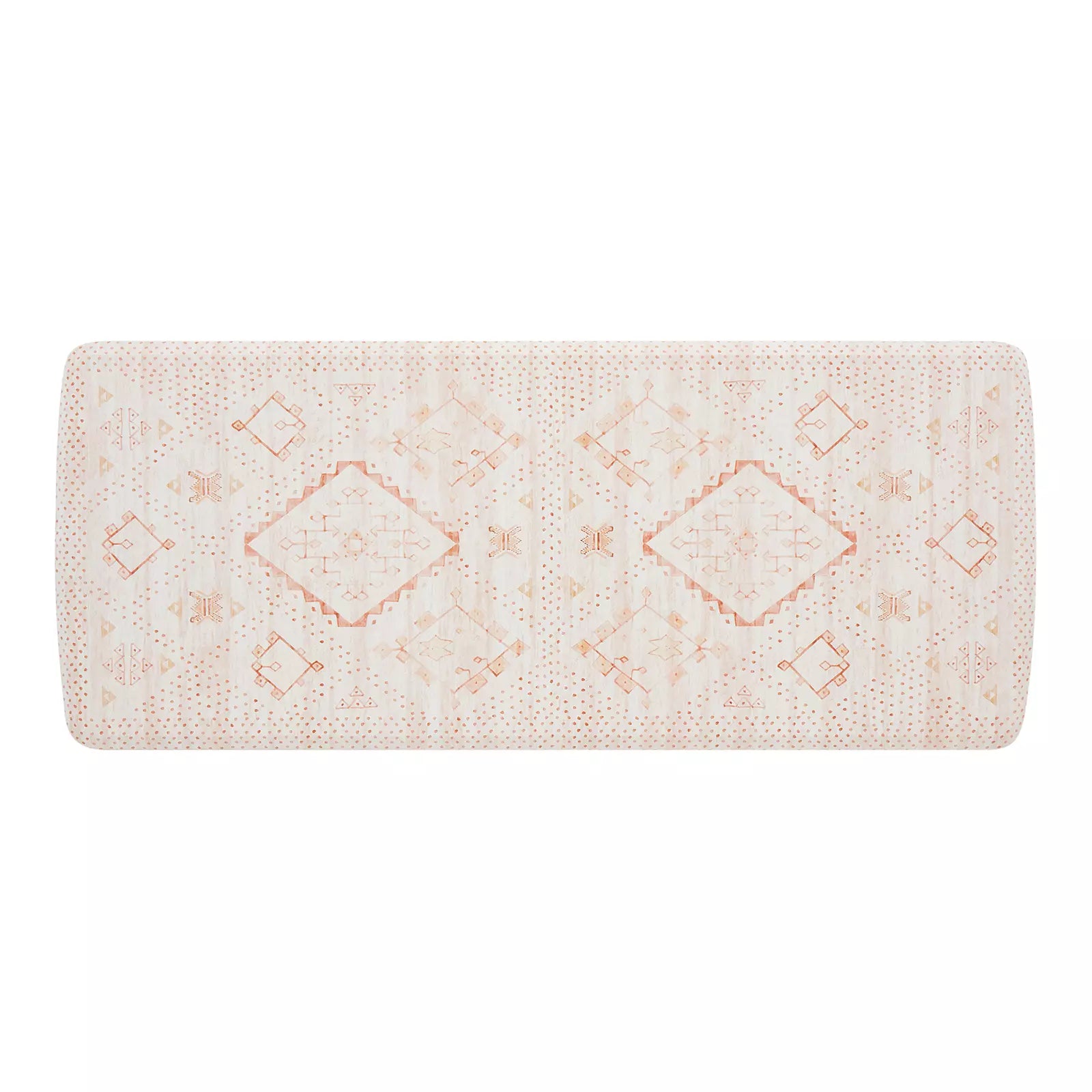 Overhead shot of the Ula Desert Clay terracotta Minimal Boho Pattern anti-fatigue kitchen mat in size 30x72
