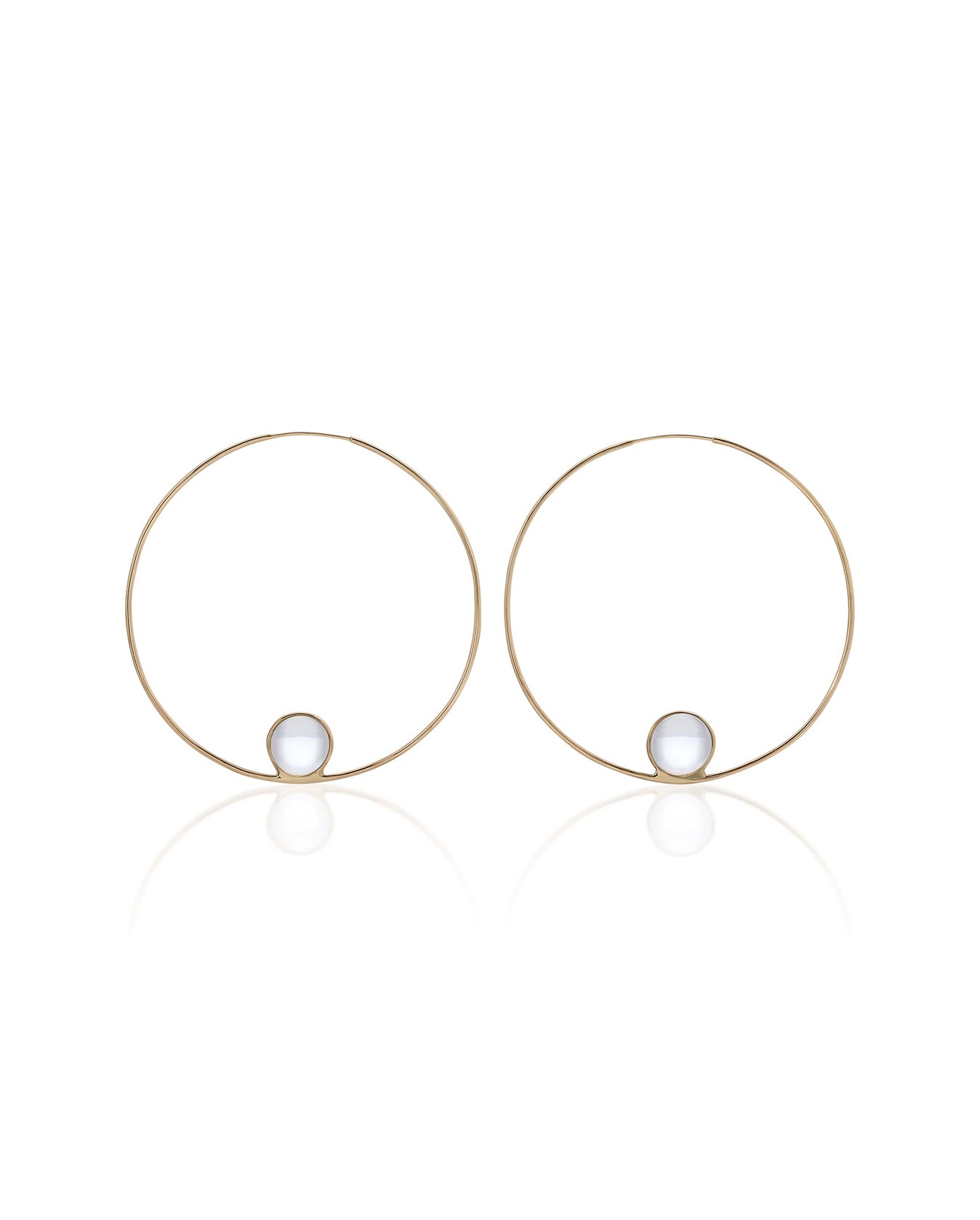 Quartz And 14K Gold Lens Fishhook Earrings