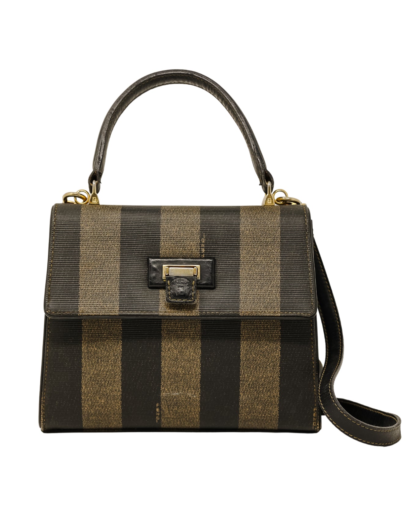 Fendi Pequin Striped Coated Canvas Duffel Bag on SALE