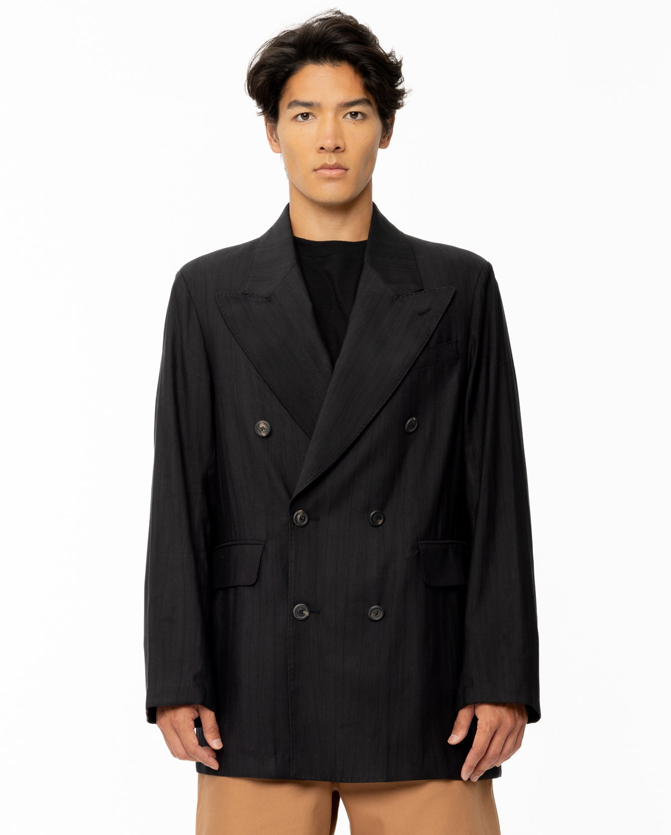 Sharp Double Breasted Oversized Blazer - Black