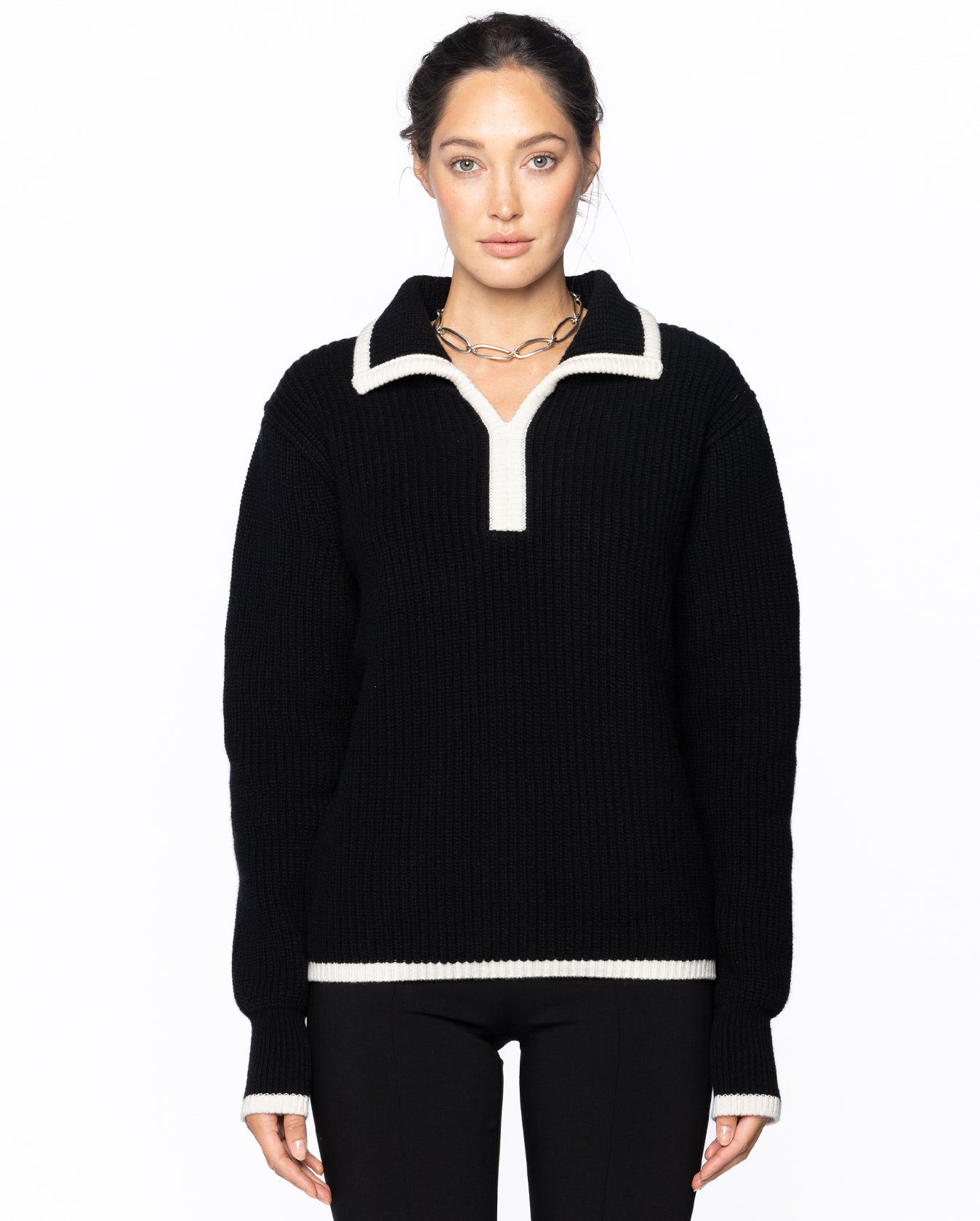 - Black Polo Contrast Knit