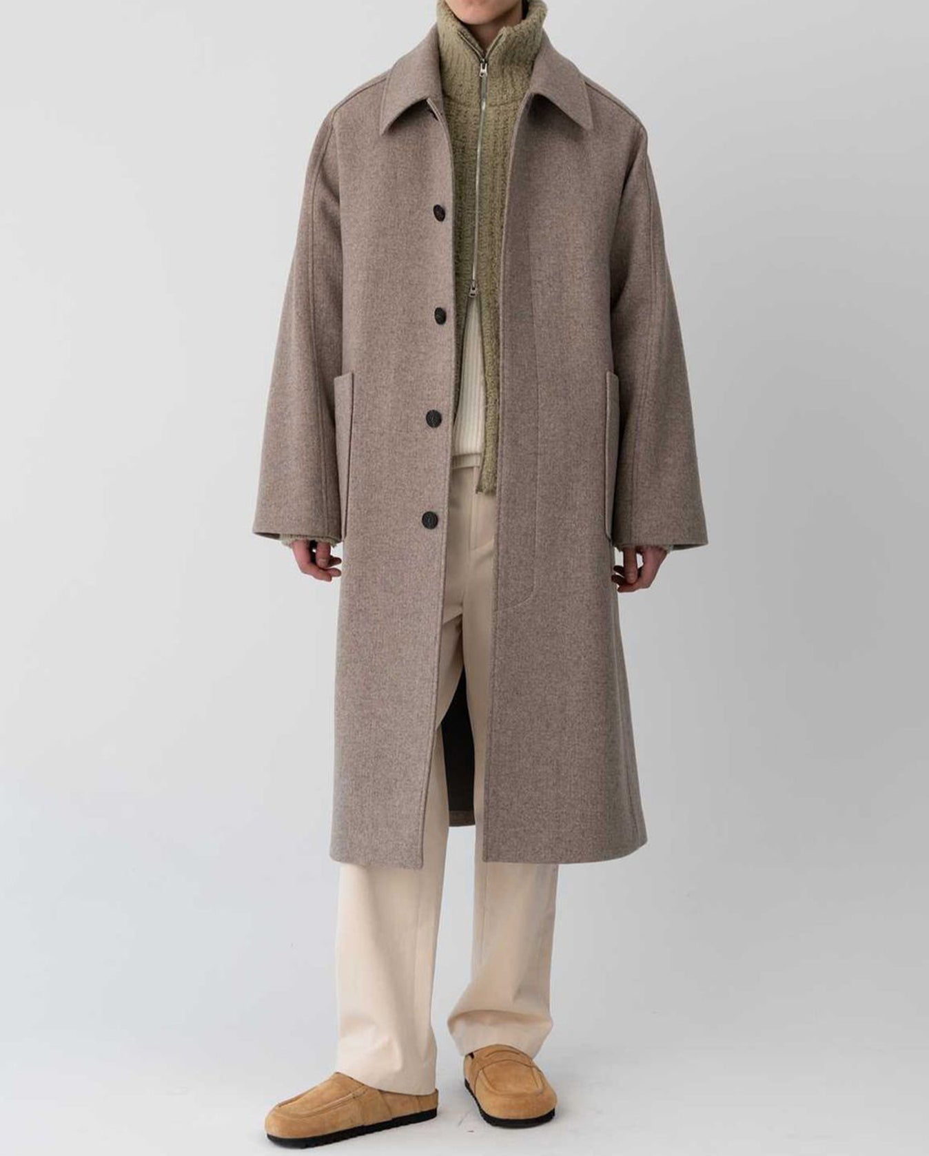 Balmacaan Coat - Beige