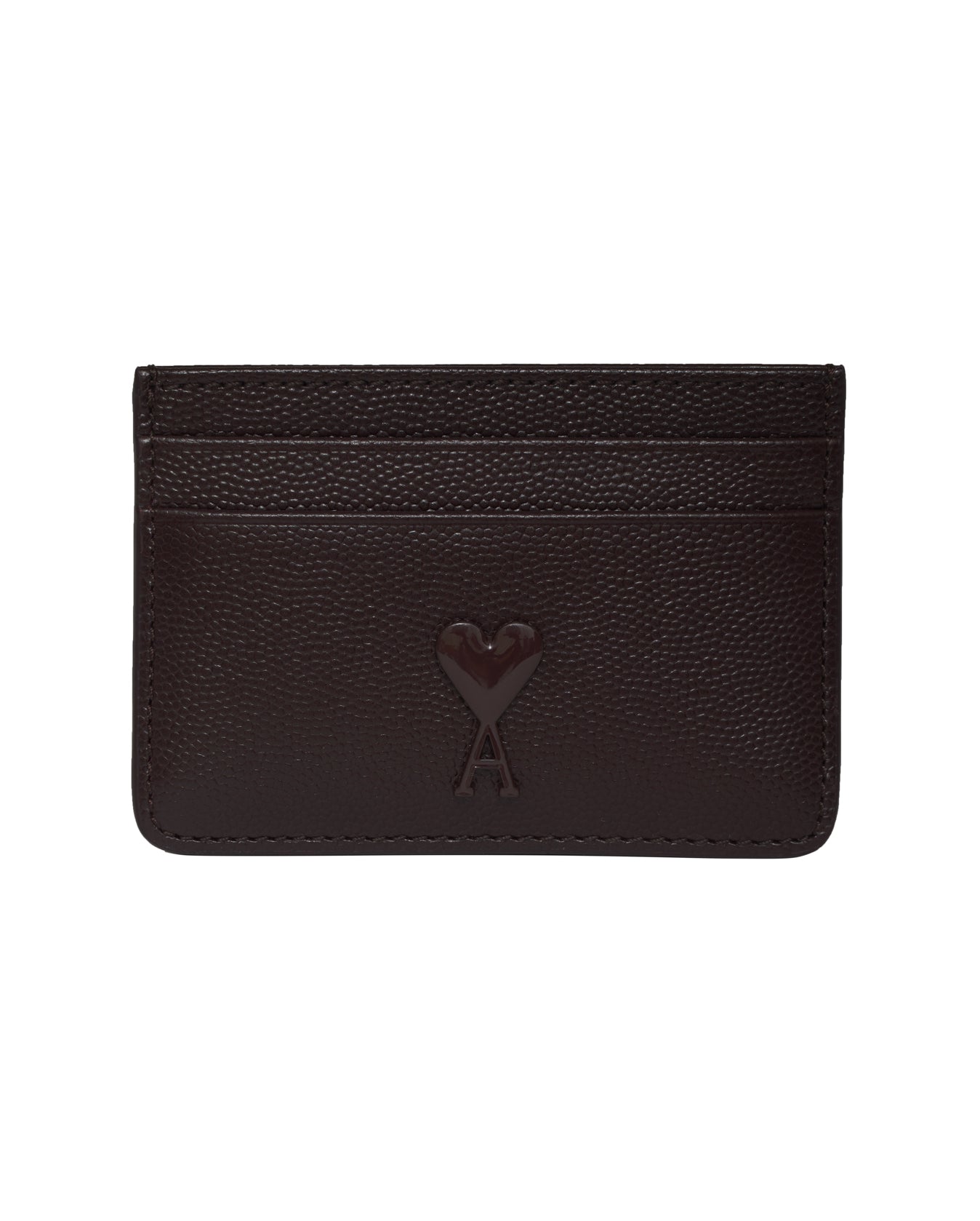 AMI Paris - AMI de Coeur Caviar Leather Card Holder - Burgundy Dress | Fred Segal