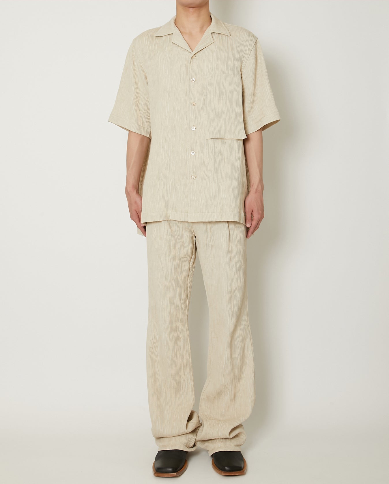 Open Collar Shirts - Beige