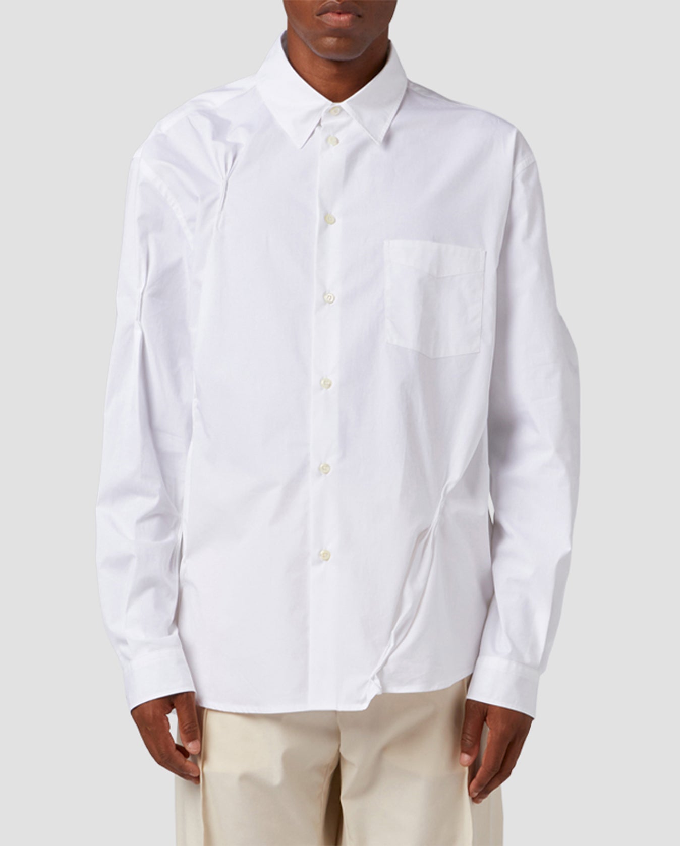 Long Sleeve Button Up Shirt In Off White