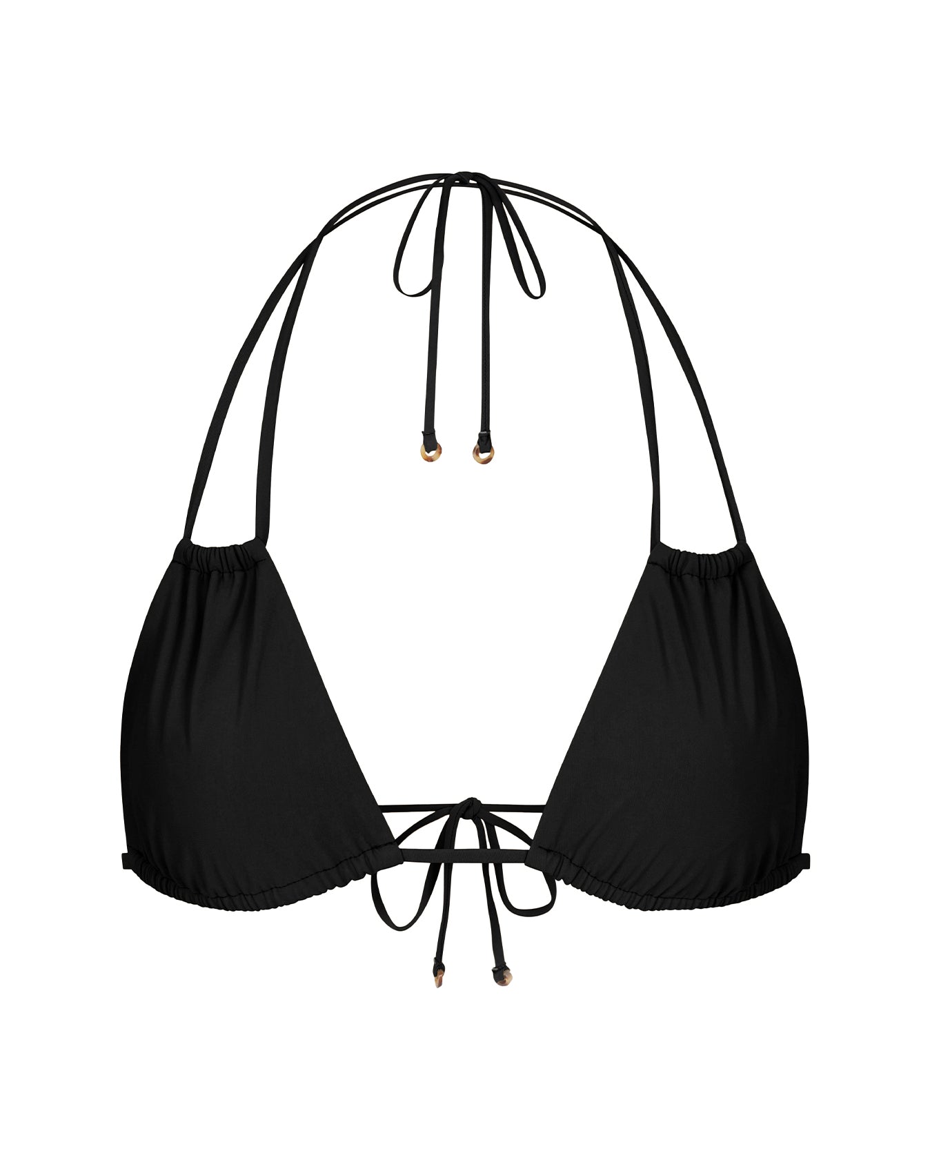 Triangle T-Back Tassel Tie Front Bikini Top Black – Downtown Betty