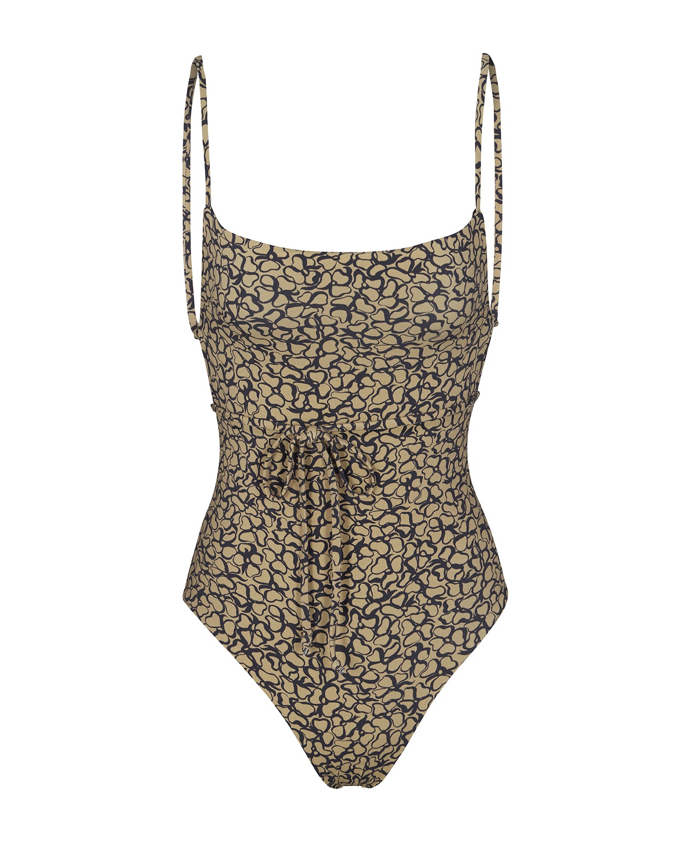 Sunflower Print Crochet Trim One Piece Swimsuit