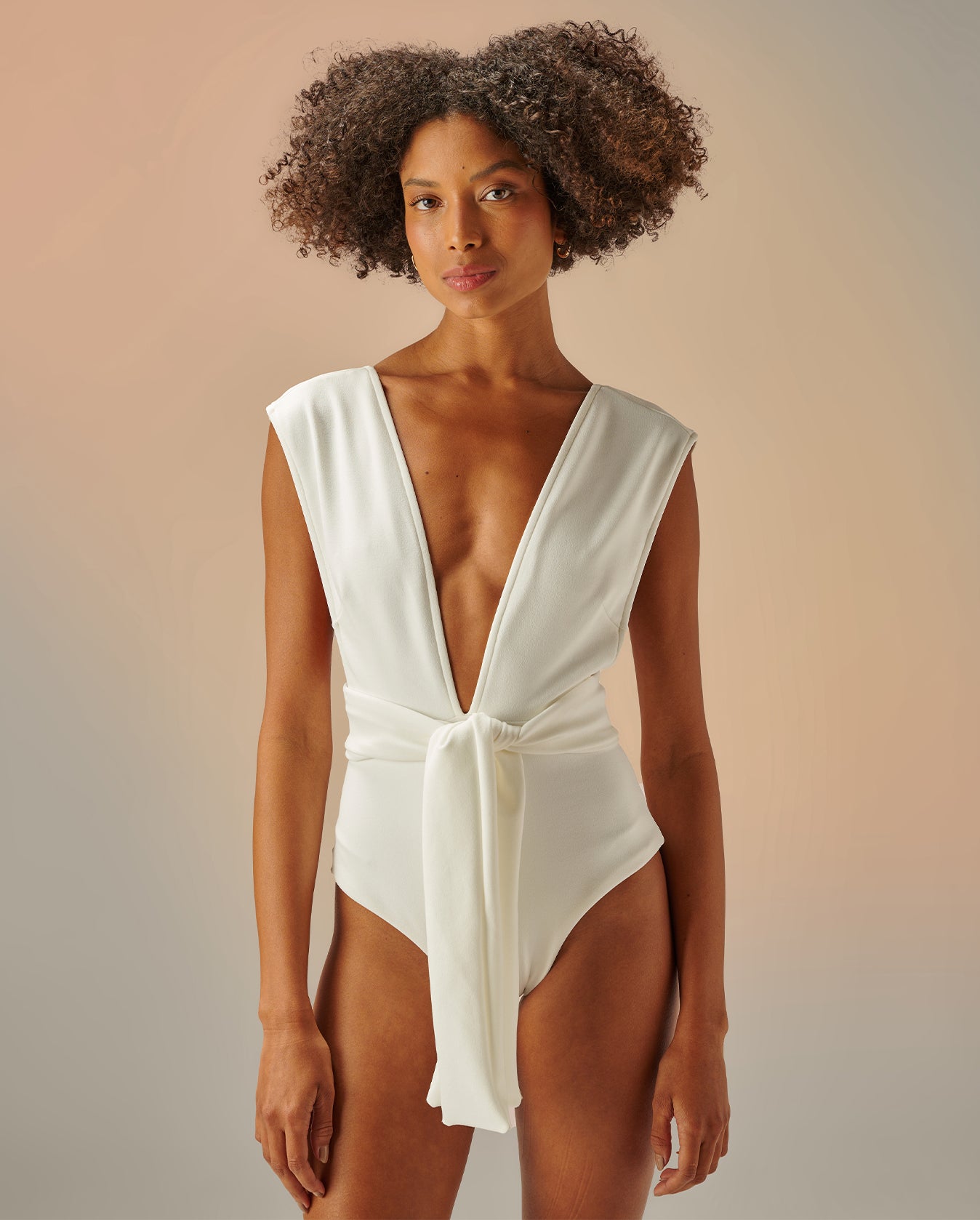 Crepe Plunge Front Bodysuit