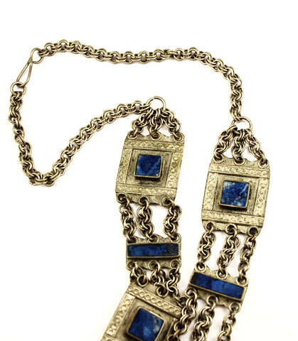 Afghan Silver and Lapis Ethnic Necklace – Estatebeads