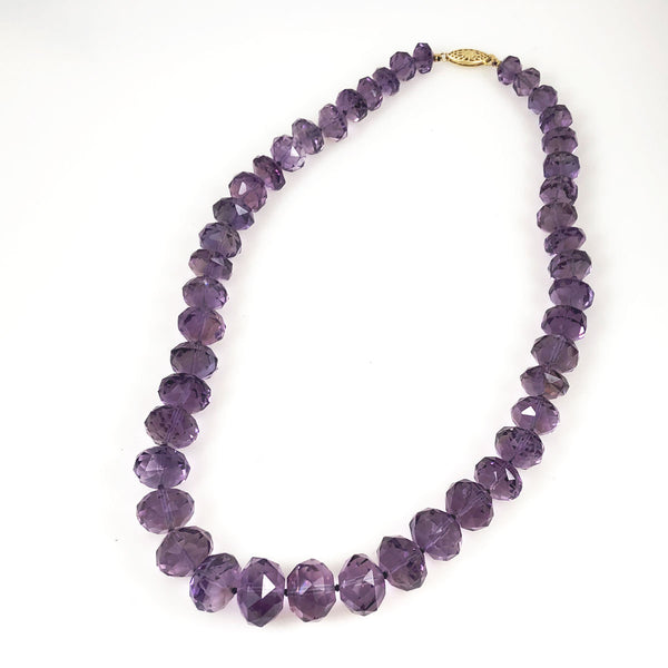 Faceted Amethyst Bead Necklace 14K Clasp – Estatebeads