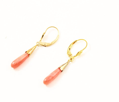 Pink Coral Drop Earrings 14Kt Gold Filled – Estatebeads