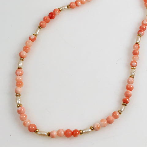 Pink Coral & Pearl Necklace – Estatebeads