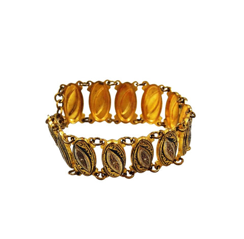 Damascene Gold Link Bracelet Spanish – Estatebeads