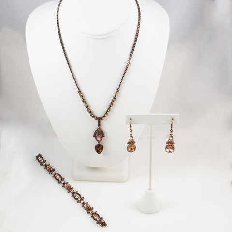 Givenchy Bronze Rhinestone Necklace Set – Estatebeads