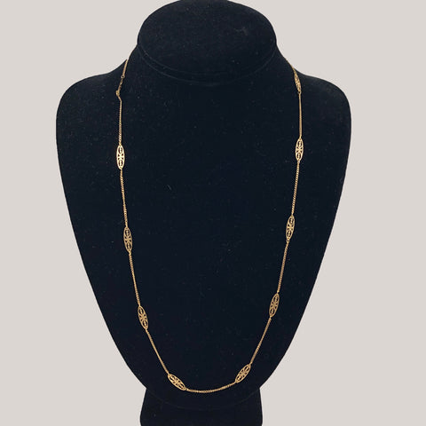 Gold Filigree Curb Chain Necklace 14K – Estatebeads
